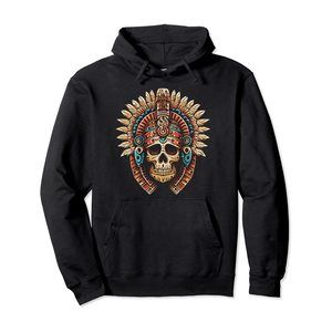 Aztec God Of Death Skull Pullover Hoodie